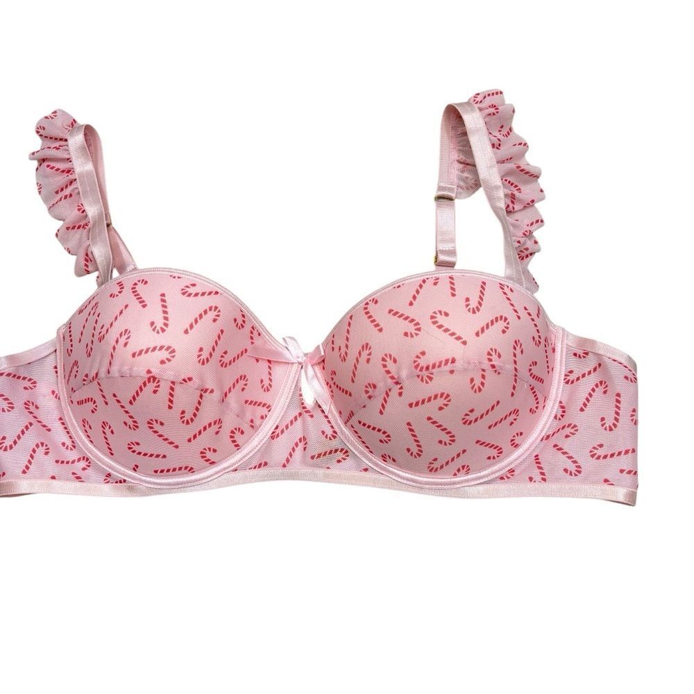 Just Sexy Lingerie Brand Candy Cane Ruffle Strap Bra Size‎ 2X